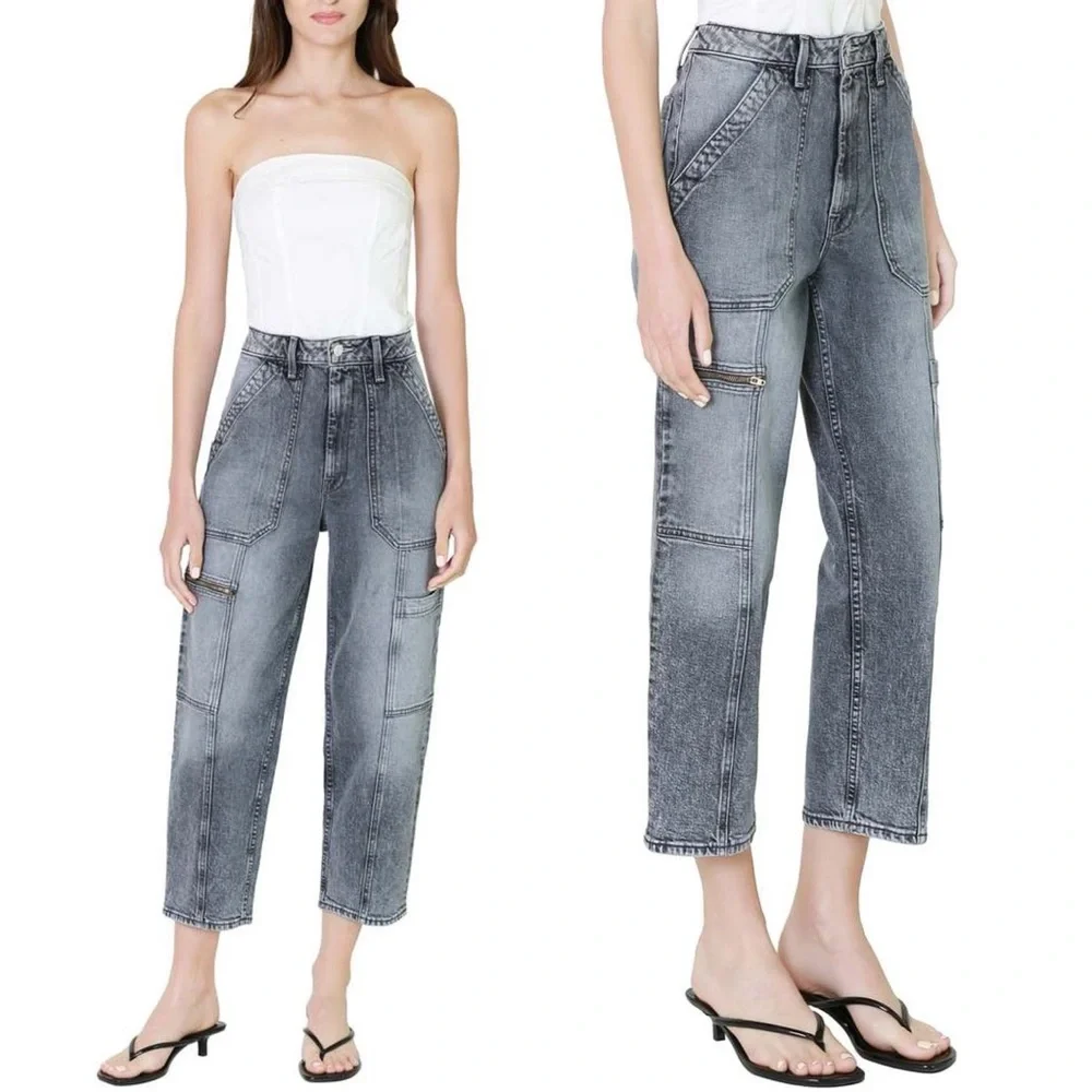 MOTHER SUPERIOR Jeans Private Patch Pocket Ankle Shadow Dancing Gray Size 28